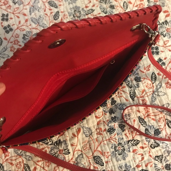 NWOT Red Embroidered Clutch - Picture 2 of 7